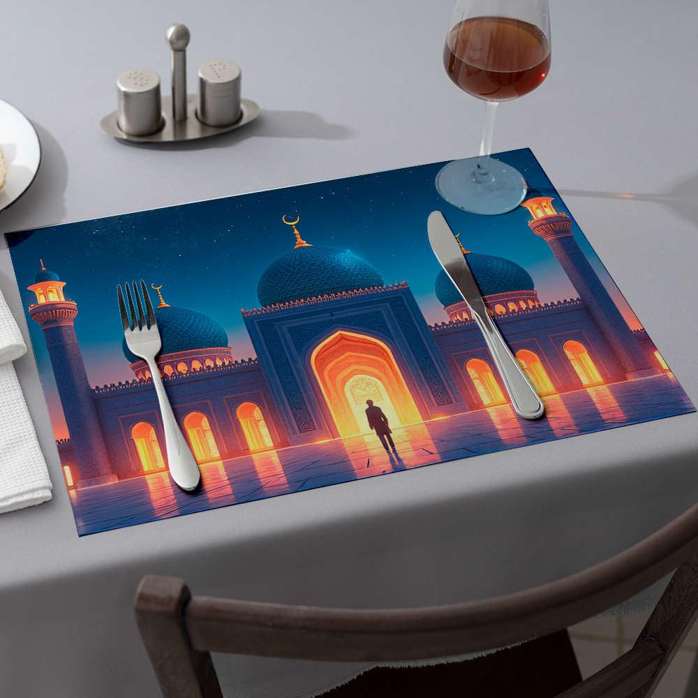 Sets de table jaunes de qualité lot de 6 graphisme mosquée nocturne élégant