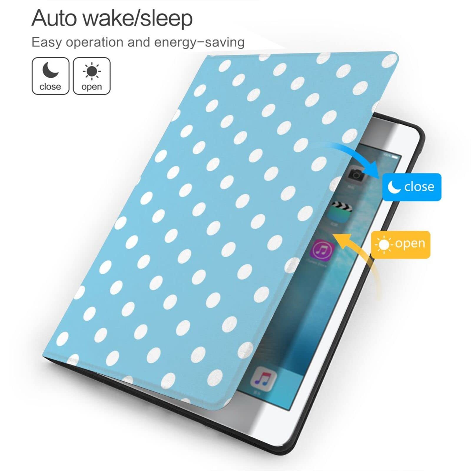 Amazon.co.jp: Ipad ケース/カバー 水色 ブルー ドット柄 水玉 第9 / 8