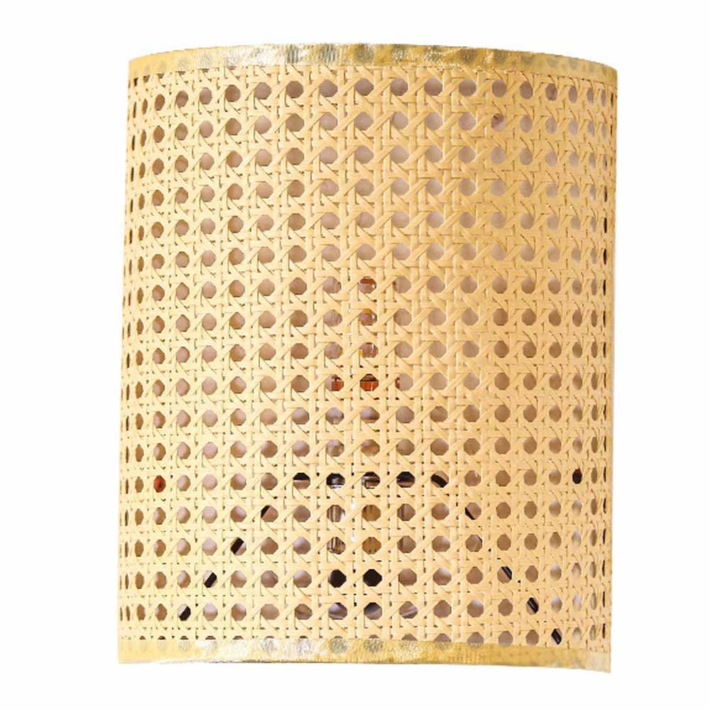 Aplique de pared para sala de estar y escaleras en mimbre natural semicircular