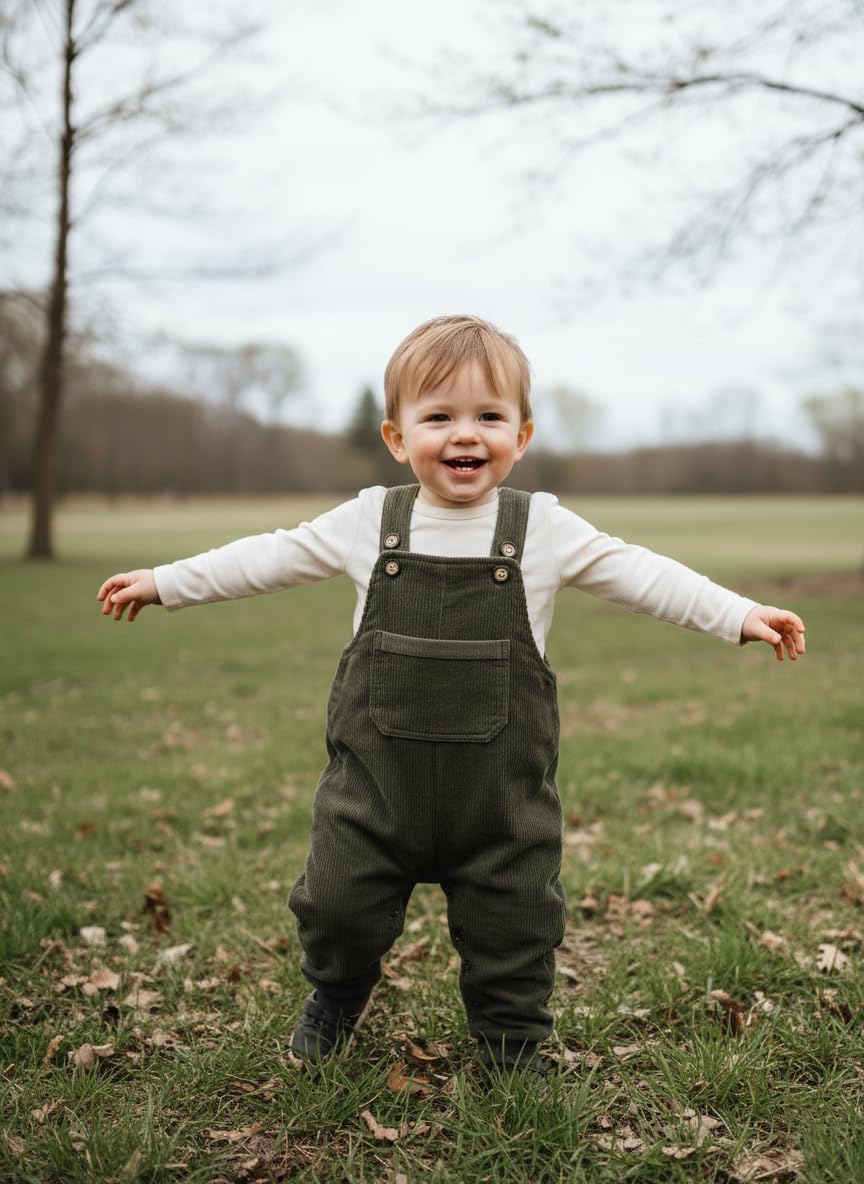 Volunboy Baby Boys Corduroy Overalls Kids Bib Pants Suspender Trousers Toddler Strap Jumpsuit Bottom Outfit - Image 2