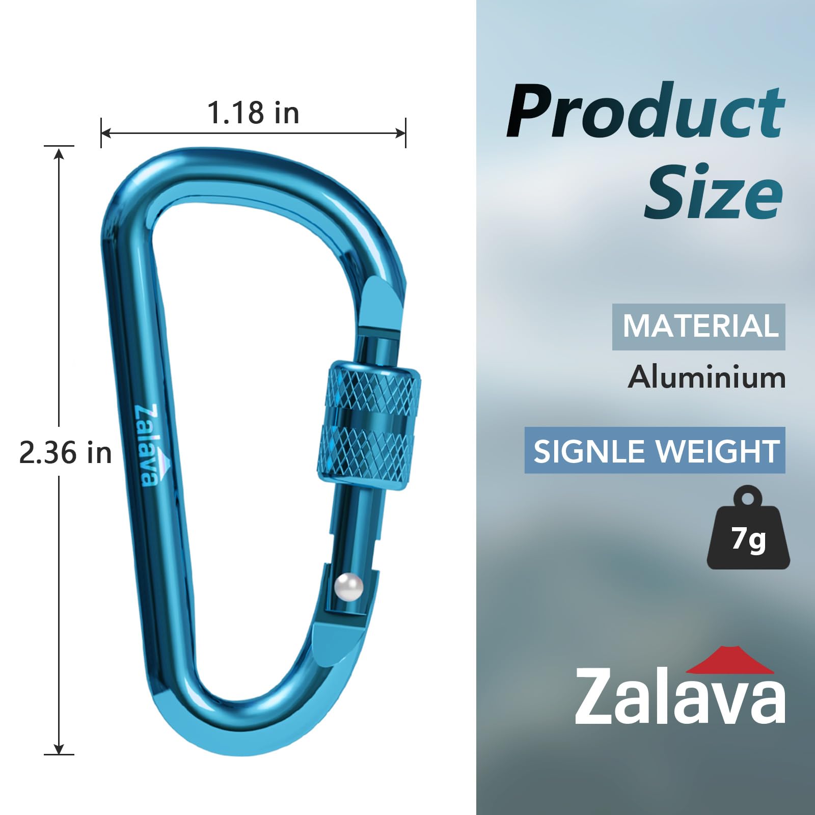 Zalava — 6 clipes de mosquetão duráveis de 5 cm, clipe para