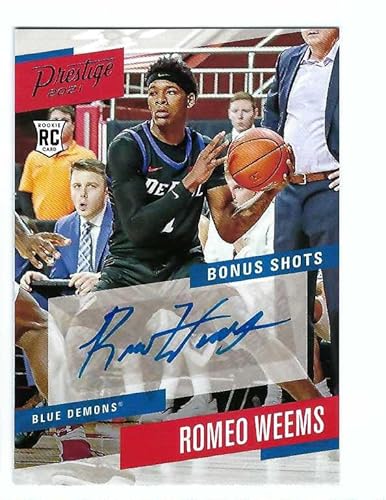 ROMEO WEEMS 2021-22 Panini Chronicles Prestige Draft Picks Bonus Shots #PBRWE Autograph Rookie Card RC DePaul Blue Demons Memphis Grizzlies Basketball
