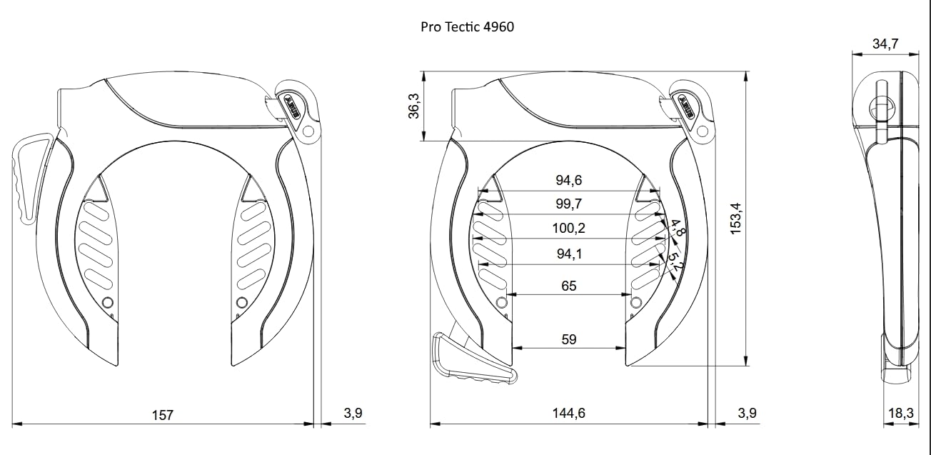 Antivol de Cadre ABUS Pro Tectic 4960 NR - Antivol Vélo avec Chaîne 6KS/85 et Sacoche pour Antivol ST5850 - Niveau de Sécurité ABUS 7 - Noir, 8,5 mm