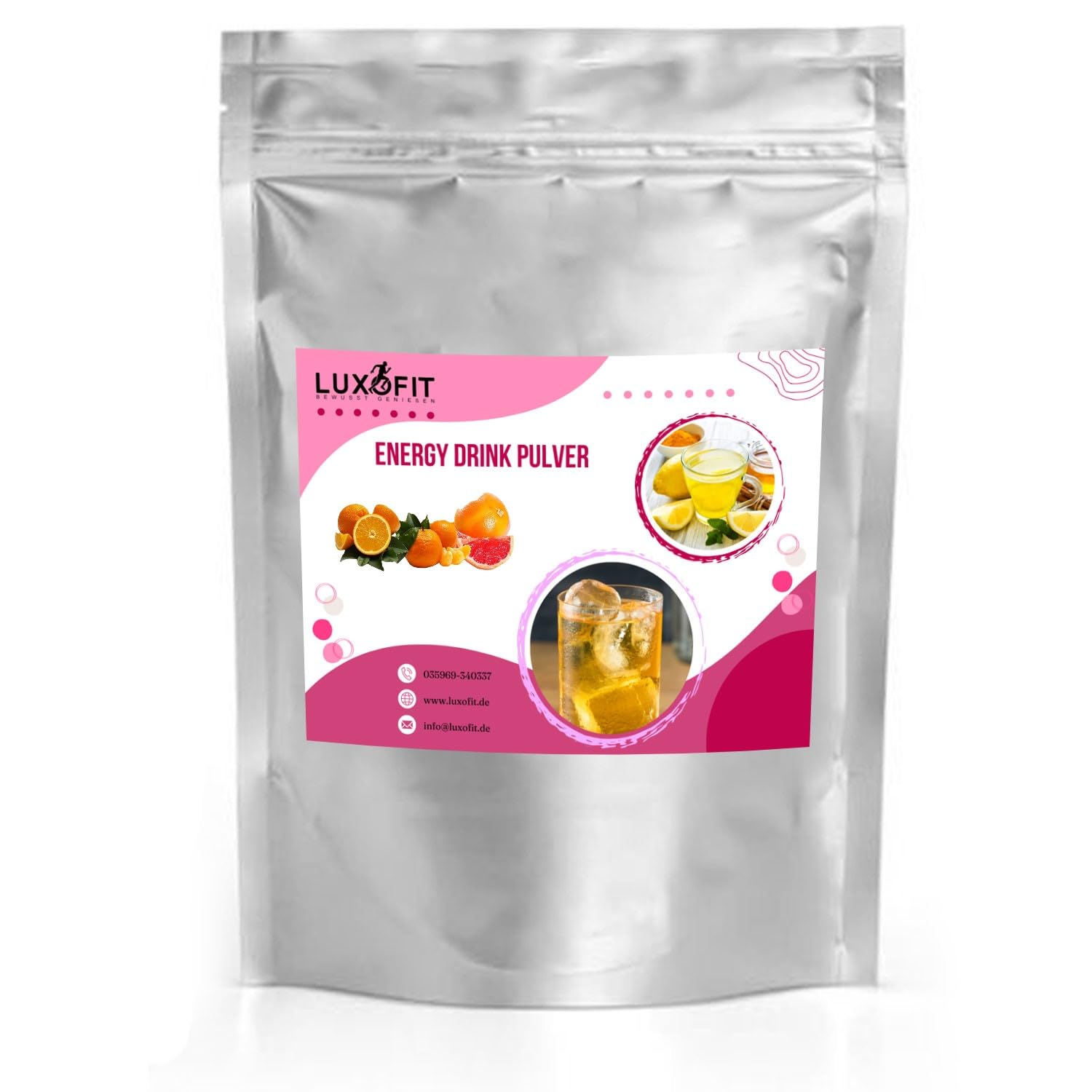 Luxofit Pampelmuse Orangen Mandarinen Energy Drink Pulver, allergenfrei, Taurinhaltiges Getränkepulver, Geschmacksintensiv, schnelle und einfache Zubereitung (10 Kg)