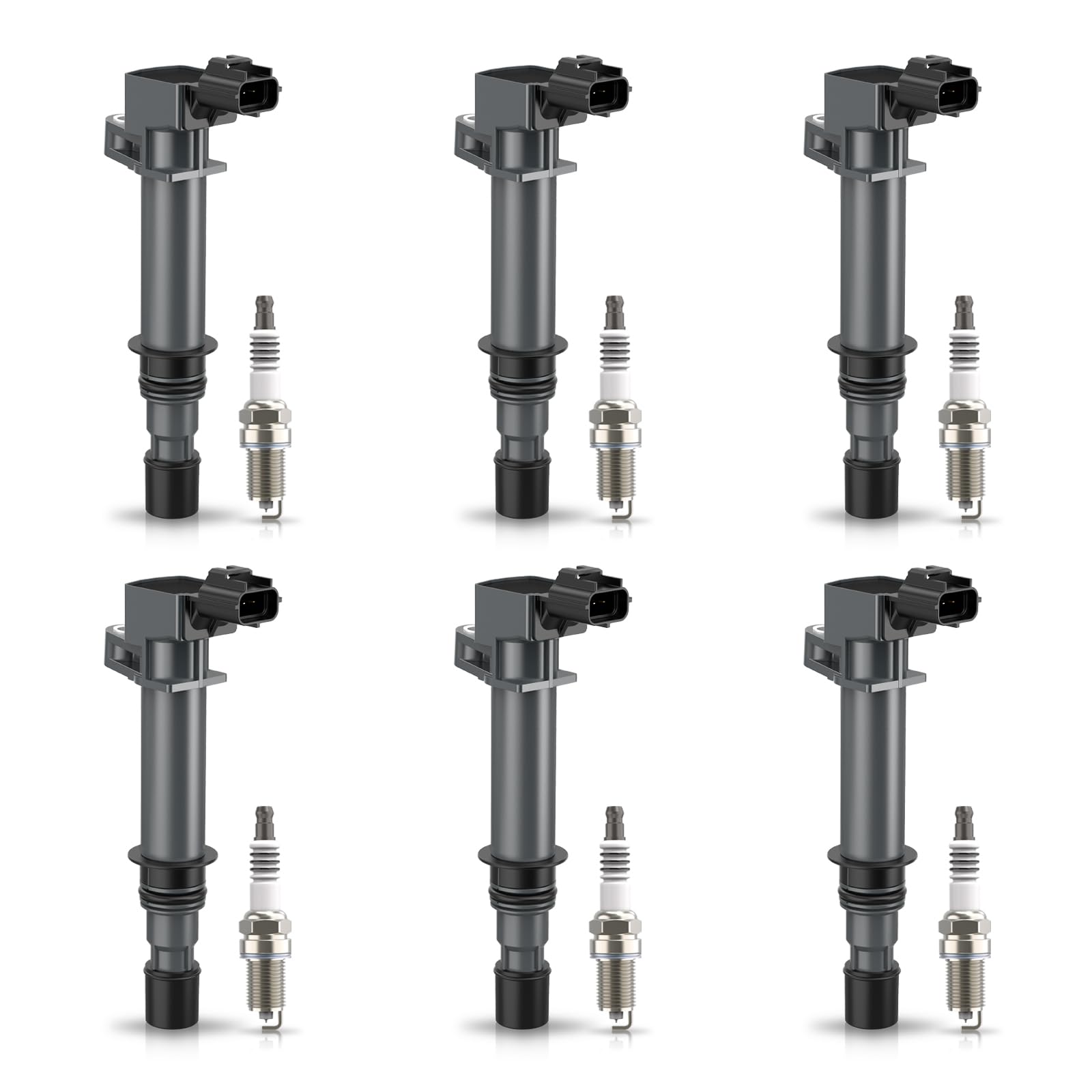 Set of 6 Ignition Coil Pack and Platinum Spark Plugs Compatible with Dodge Ram 1500 Dakota Durango Nitro Jeep Liberty Grand Cherokee Commander Mitsubishi Raider 3.7L V6 Replaces ‎UF270 UF297 4504