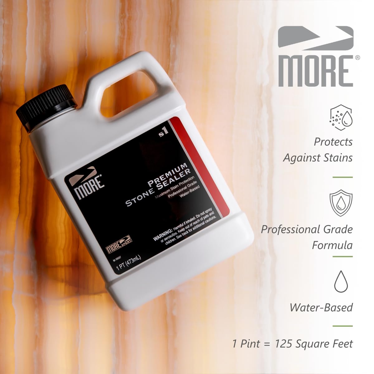 MORE Premium Stone Sealer - Water Based Formula - Protection for Natural Stone and Tile Surfaces [Pint / 16 Oz.]