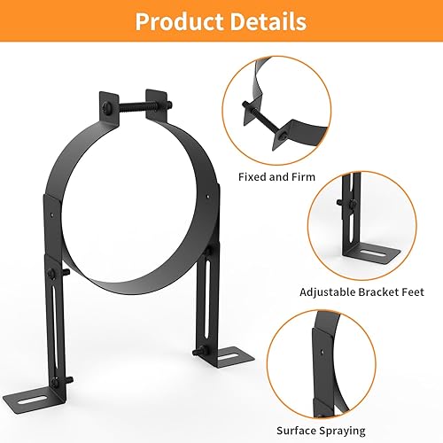 Miniatura 3 de Soporte de tubo de chimenea de 6 pulgadas, correa de pared de ventilación ajustable, colgador de tubo de estufa de acero inoxidable para tubos de