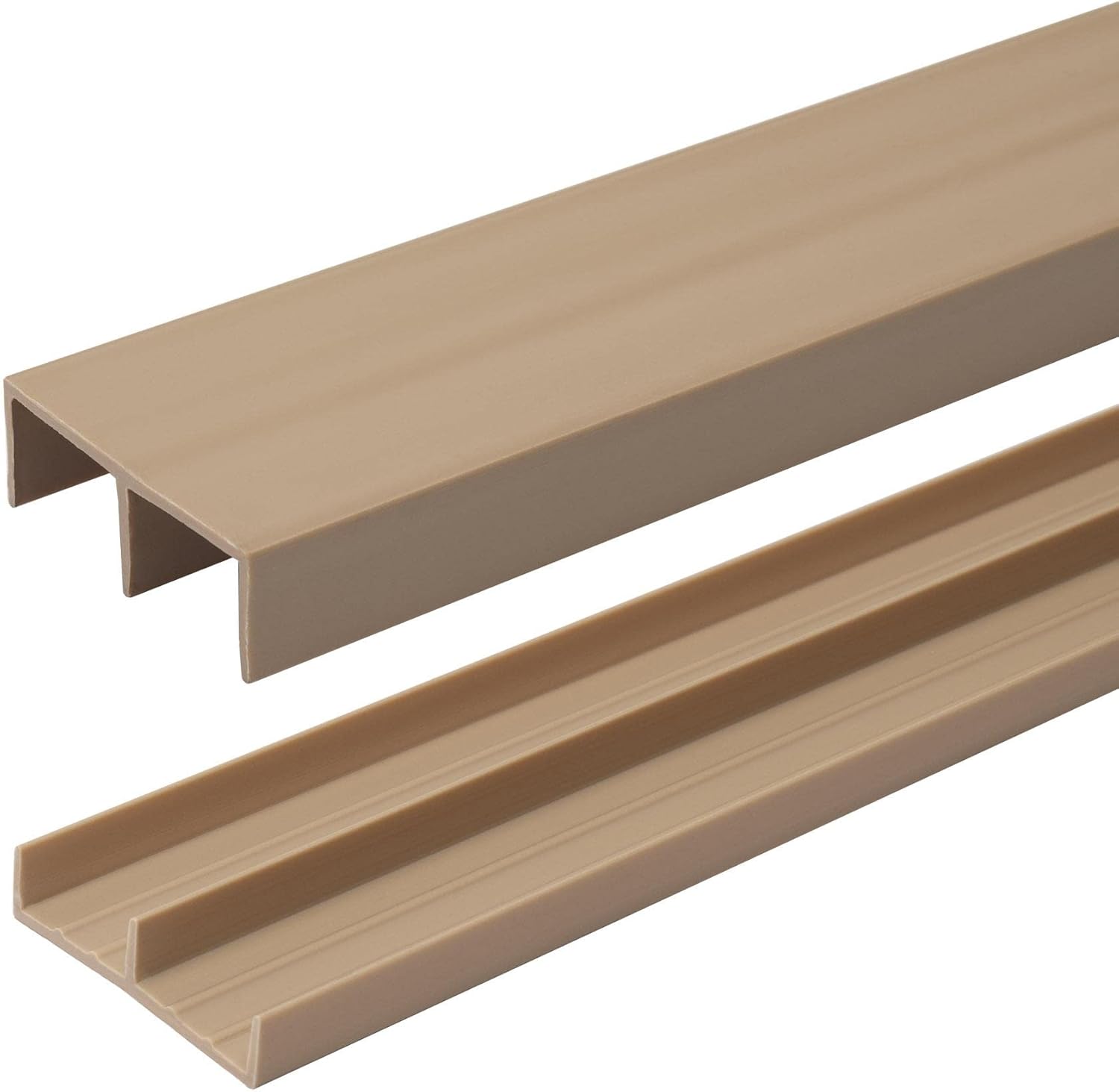 3/4" Panel Sliding Door Track - 36" Beige Plastic Upper & Lower Set, USA Made, Pack of 1 - Outwater