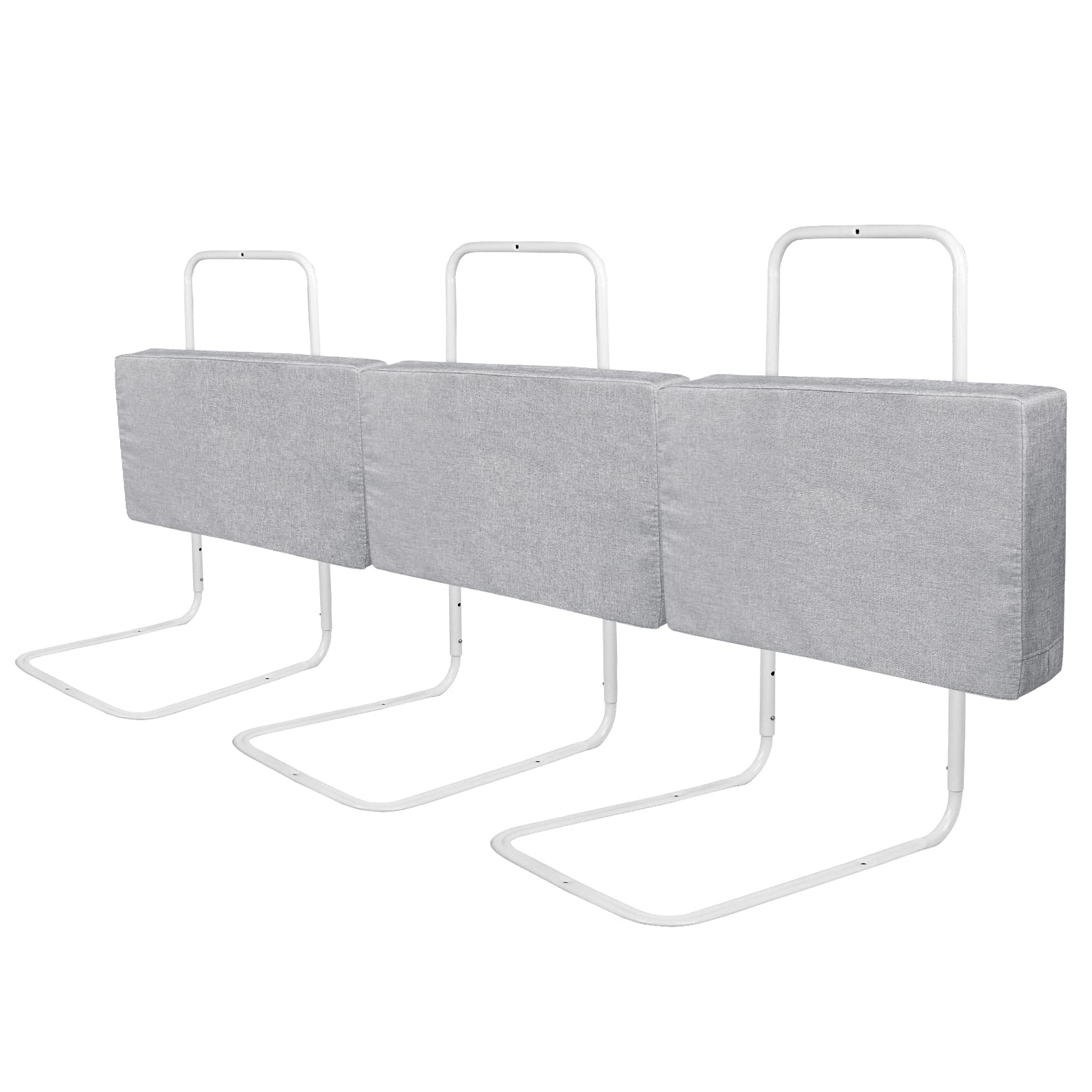 UISEBRT 3 barreras de cama de 50 cm, para protección contra caídas, altura regulable mediante 5 agujeros, para niños de distintas edades y bebés, 150 cm, gris