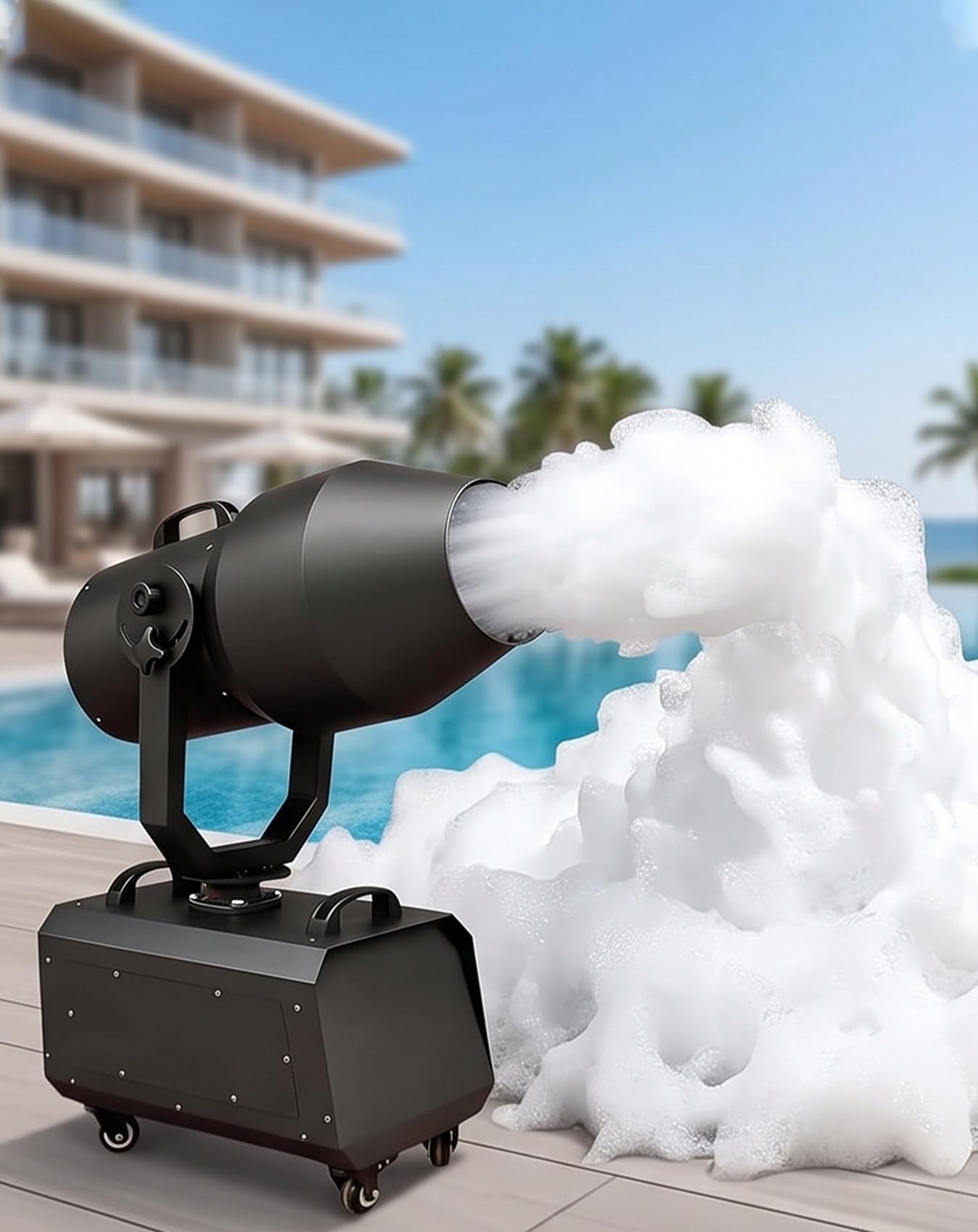 For Outdoor Parties, Shaking Head Jet Bubble Machine Flightcasepackaging