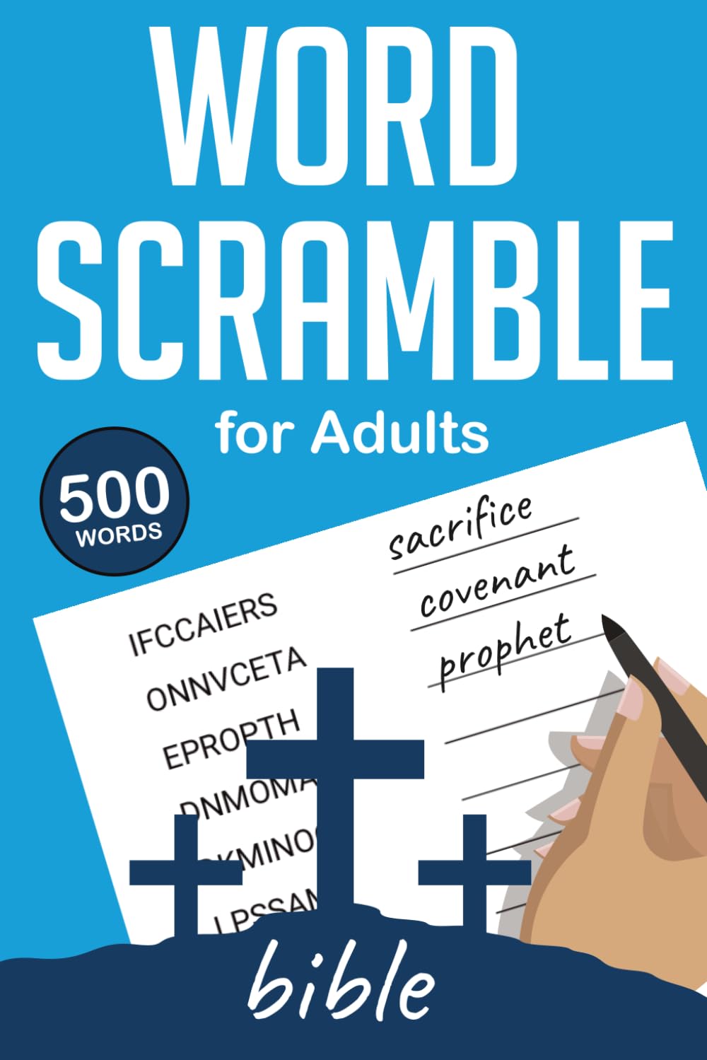 Word Scramble for Adults Bible edition, Large Print Word Puzzle Jumble book and Fun Word Anagram Games Activity challenge