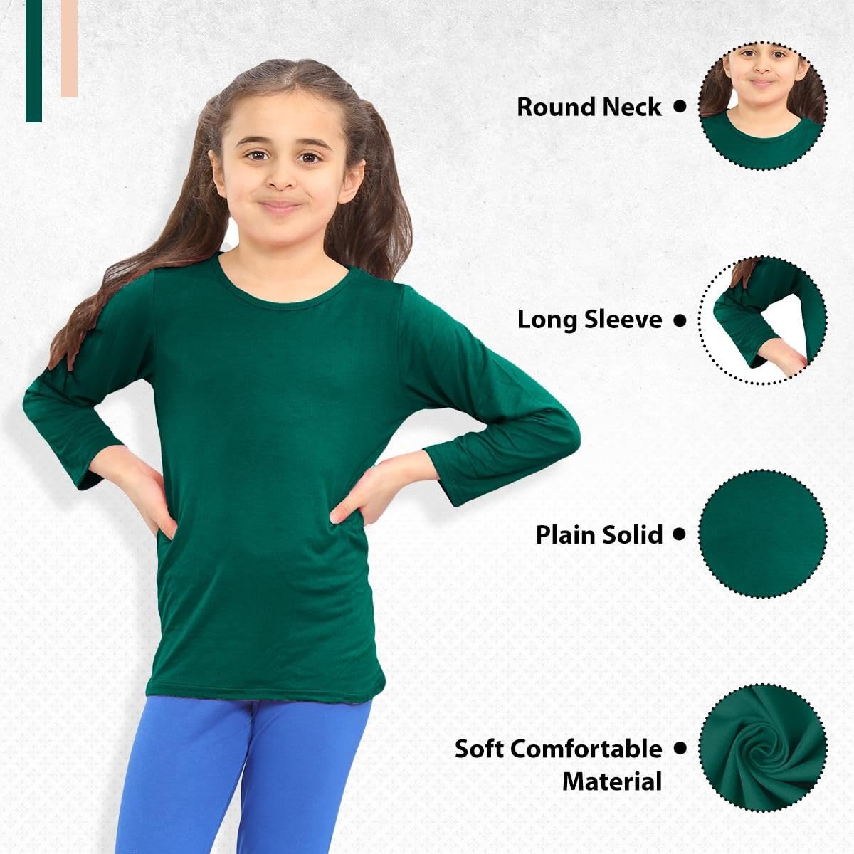 Camiseta lisa para niños, paquete de 3 camisetas escolares de cuello redondo para niñas, camiseta de manga larga para niños, camiseta básica elástica de verano, camiseta deportiva ligera