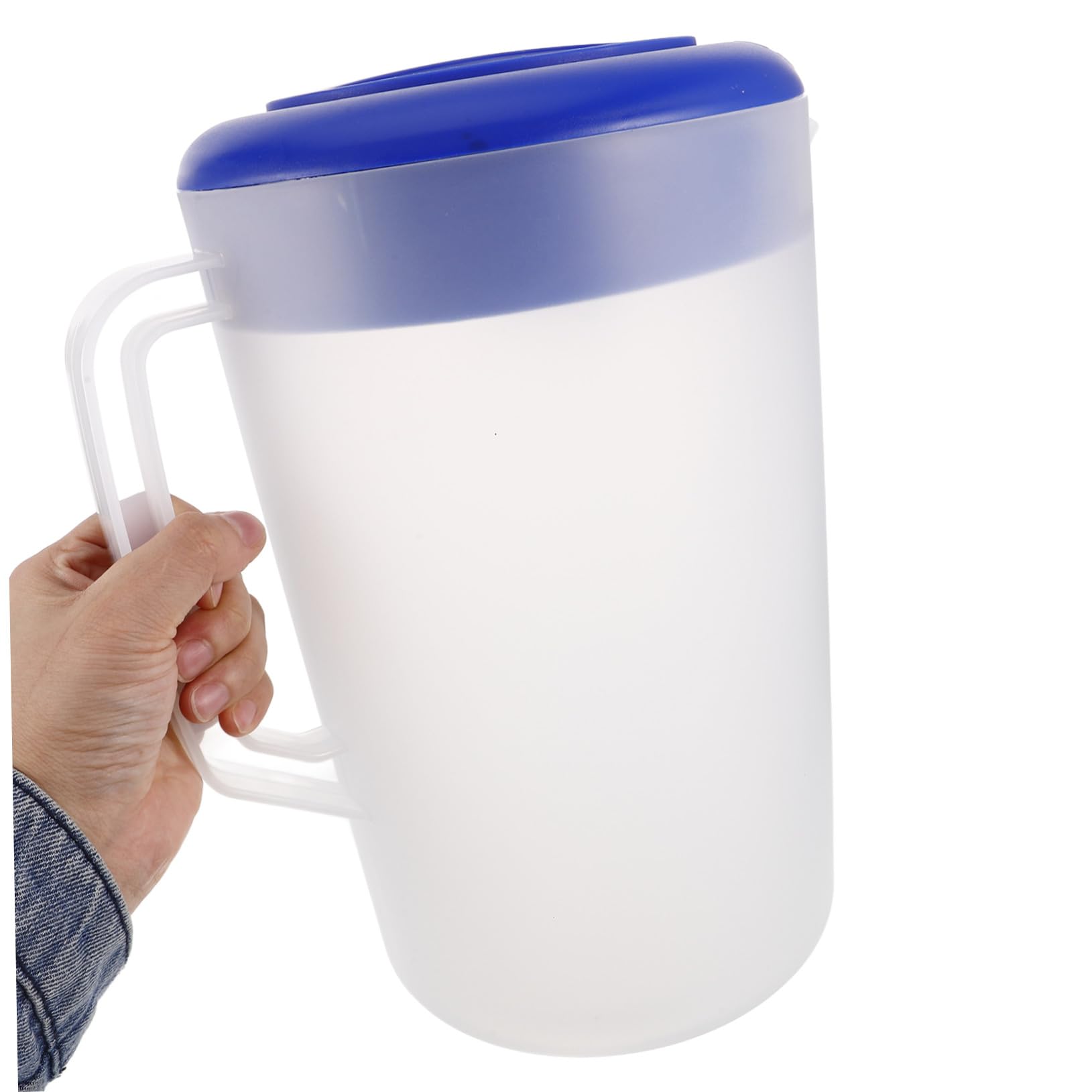 Caraffa in Plastica Opaca con Coperchio e Manico Brocca Multifunzione per Tè Freddo Caffè Freddo e Bevande Fredde con Misuratore Graduato e Base Trasparente Compatibile Frigorifero