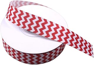 Red and White Chevron Ribbon, Printed Grosgrain Ribbon 1 Inch, Christmas Ribbon for Hair Accessories Gift Wrapping Package Party Wedding Holiday Crafts Decoration 25 Yards