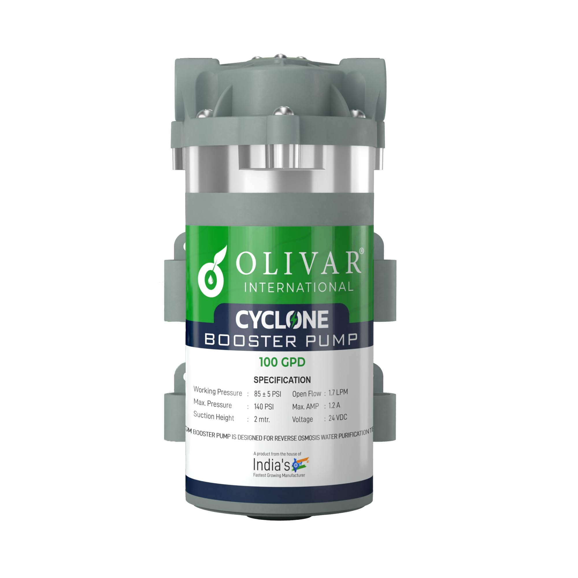 OLIVAR RO Booster Pump 24V DC Water Pump with 1 Year Warranty for Reverse Osmosis Water Purifiers, Compatible with All Types of RO Water Purifier, Universal Type Motor (CYCLONE PUMP 100GPD)-image-37
