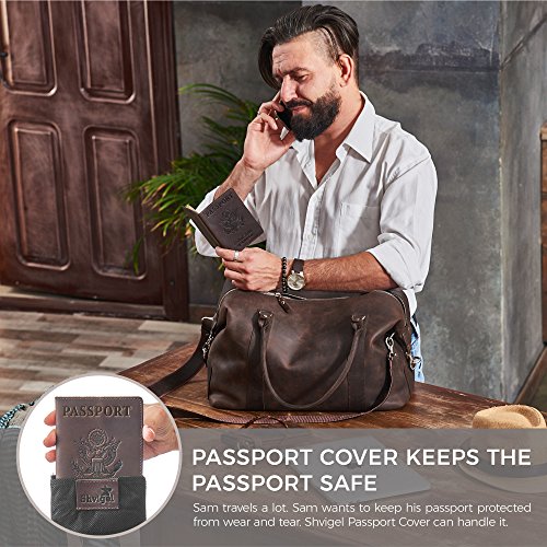 Shvigel Leather Passport Cover - Holder - For Men & Women - Passport Case (Brown Vintage) #TOP4