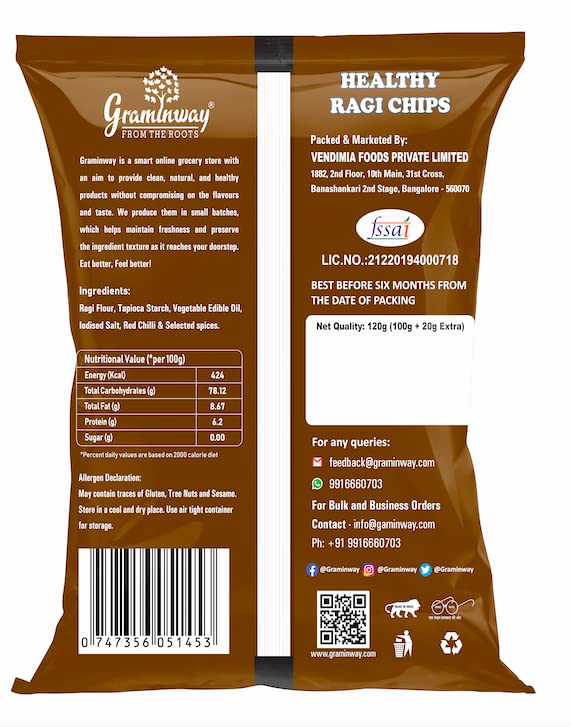 Graminway Healthy Ragi Chips -100gm ( Pack of 4 ) - Image 2 thumbnail