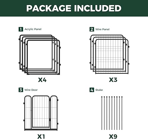 Miniatura 8 de FXW Pawadise - Cerca para perros de acrílico y malla de alambre para interiores, cerca resistente de 24 pulgadas con 8 paneles de metal para