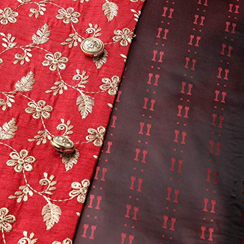 Image of SOJANYA (Since 1958 Men's Cotton Linen Maroon Kurta and White Pyjama with Mustard Cotton Nehru Jacket