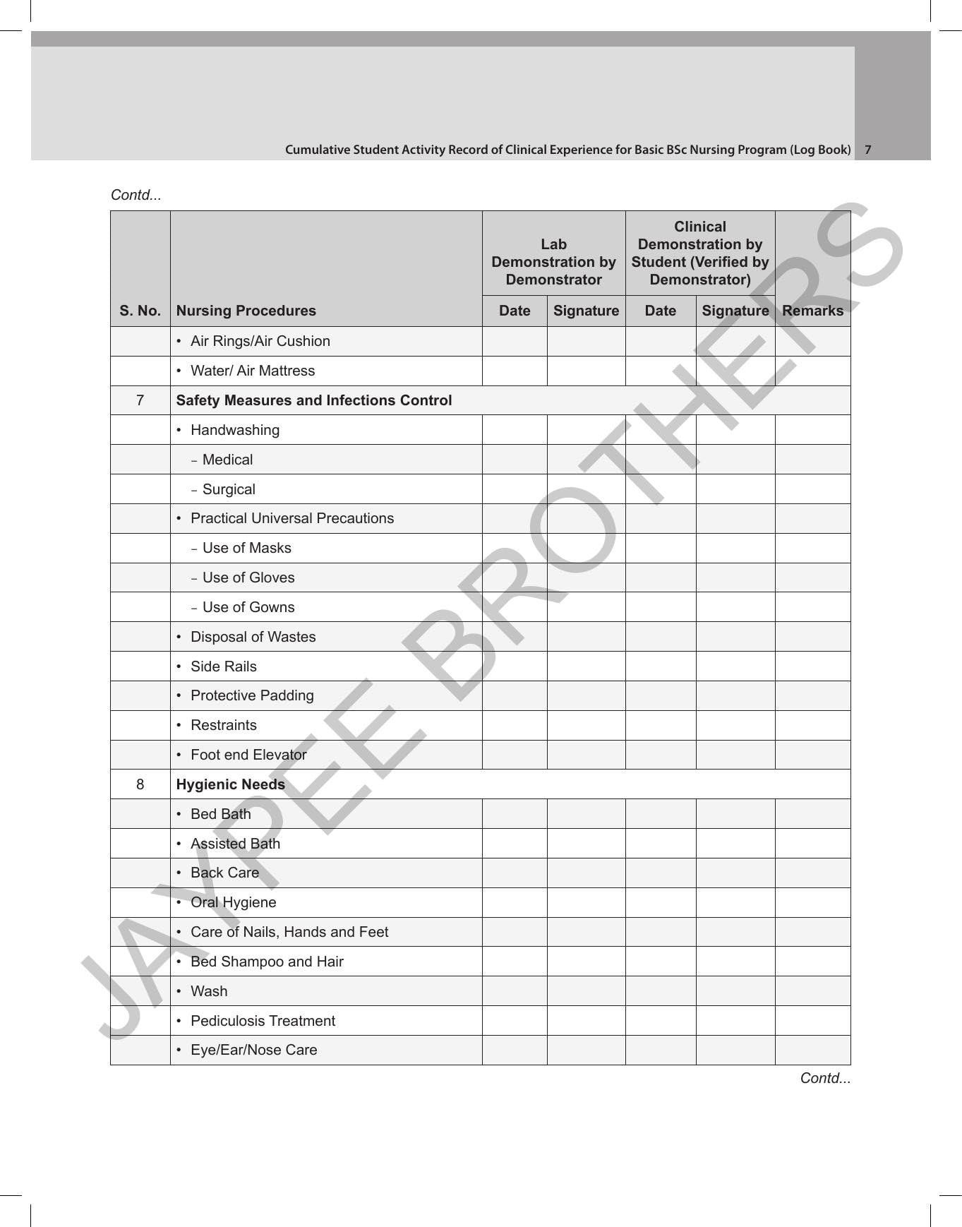 Cumulative Student Activity Record Of Cinical Experience For Basic Bsc Nursing Program(Log Book) 4