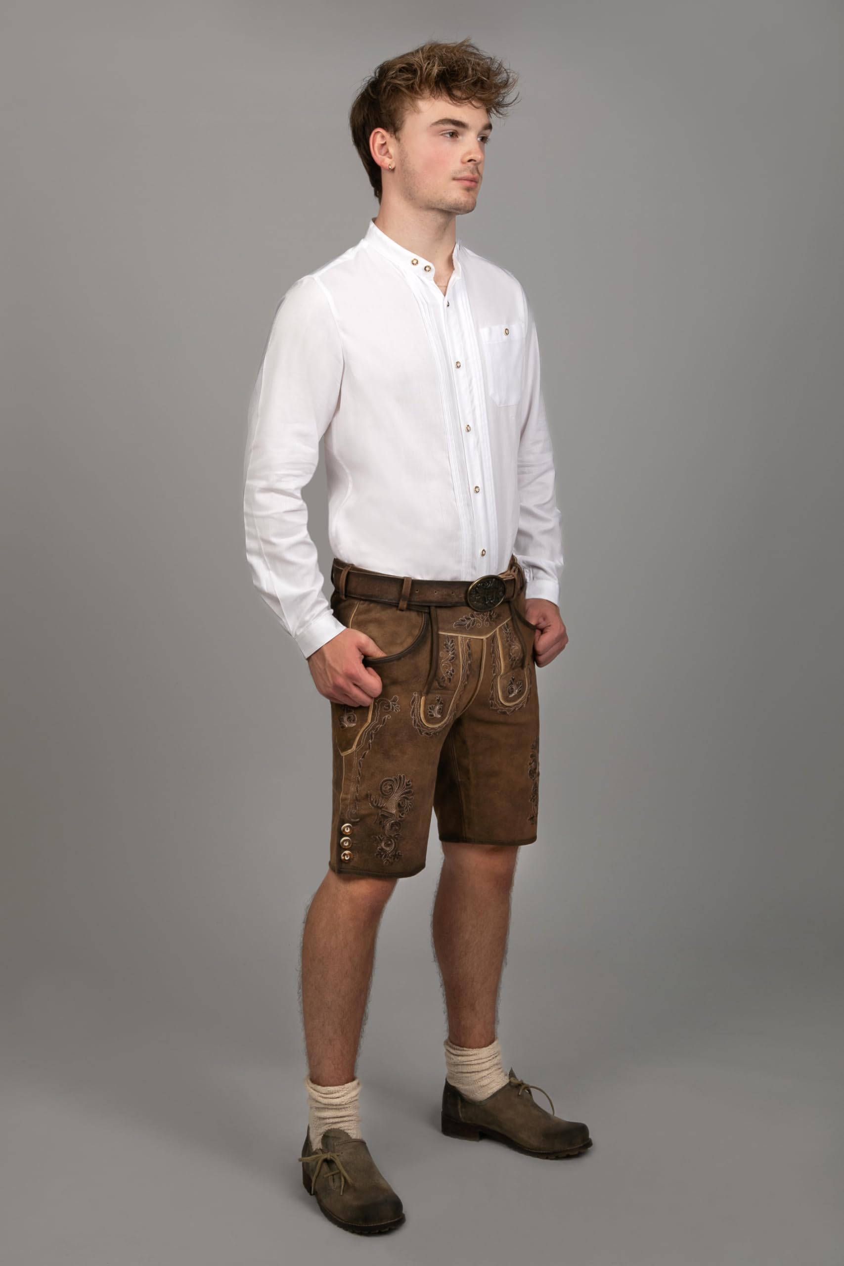 Edelnice Trachtenmode hochwertige Kurze Trachtenlederhose Markus aus Wildbockleder Gr. 46-66