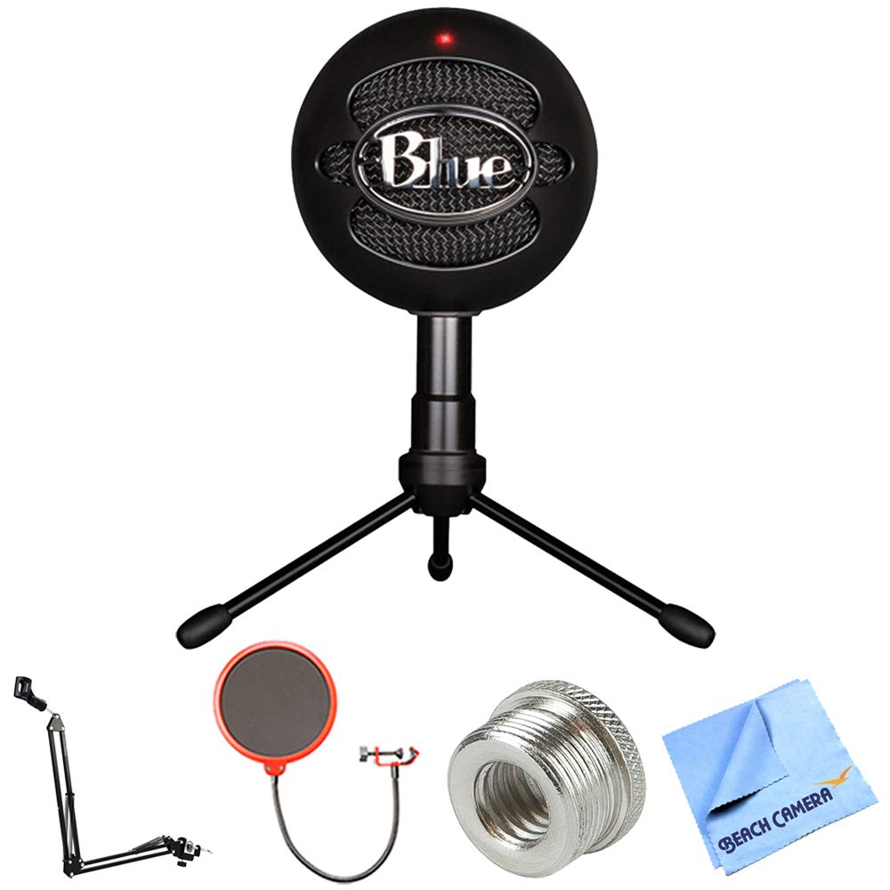 Blue Microphones Snowball iCE Versatile USB Microphone - Black Bundle with Deco Gear Accessories Including Suspension Boom Scissor Arm Stand + Pop Filter Wind Screen + Mic Stand Adapter