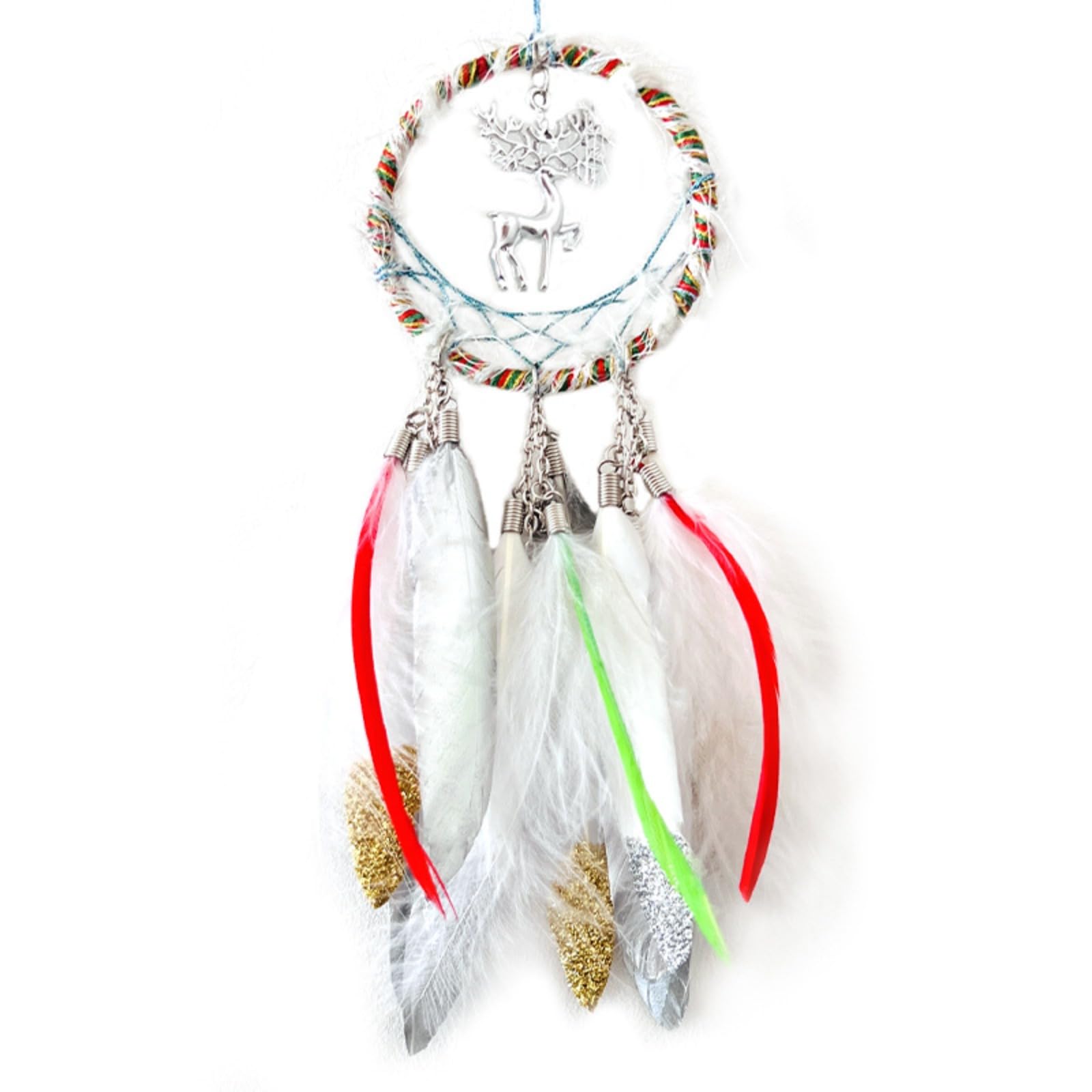 COWRC car Pendant, Women's car Interior Accessories Woven Dream Catcher car Feather Pendant Women's car Decoration Creative Interior Rearview Mirror elk car Pendant