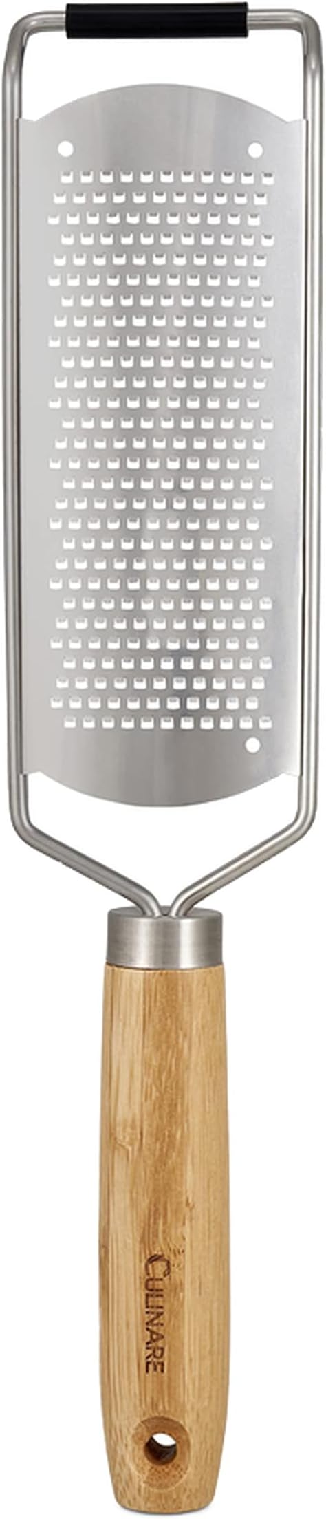 Culinare Naturals C70001 Fine Grater | Sustainable Bamboo/Stainless Steel | (L)310mm x (W)70mm | Manual Hand Held Grating Tool/Utensil with Handle | Sharp Acid-Etched Blade | Not Dishwasher Safe