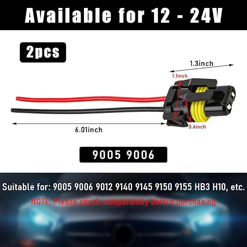 Miniatura 2 de 2 PCS Enchufes de Bombilla 9005 HB3 9006 HB4 9012, Conector de Faro Adaptador Hembra Arnés de Cableado Enchufe, Enchufe de Cable de Faros Delanteros