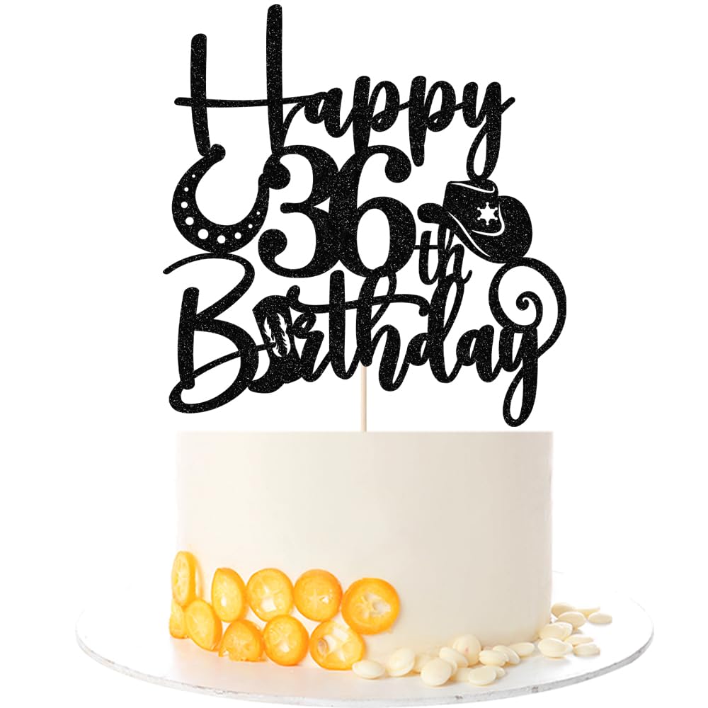 Kaoenla Cowboy Cake Topper-cowboy theme Happy 17th Birthday Decor,17th Birthday/Anniversary Party Decorations (36th) — image 1