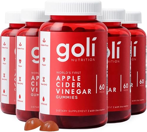 Goli Vitaminas gomosas de vinagre de sidra de manzana 300 unidades vitaminas B9 y B12 sin gelatina sin gluten veganas y sin OMG