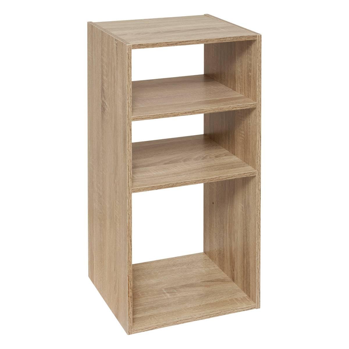 Five - Meuble Etagère de Rangement en Bois Naturel 3 Cases Mix n' modul