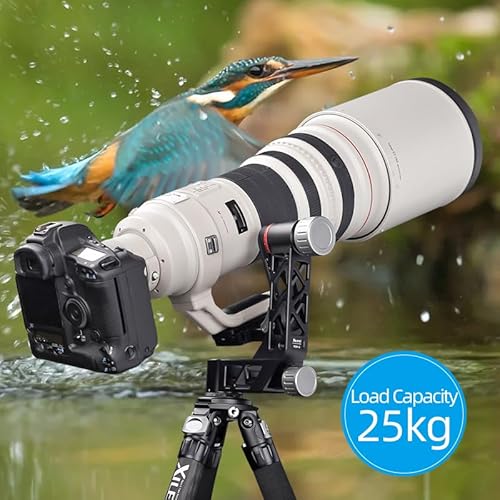 XILET Cabeça de tripé profissional resistente com panorama de 360°, placa QR Arca-Swiss de 1/10.2 cm