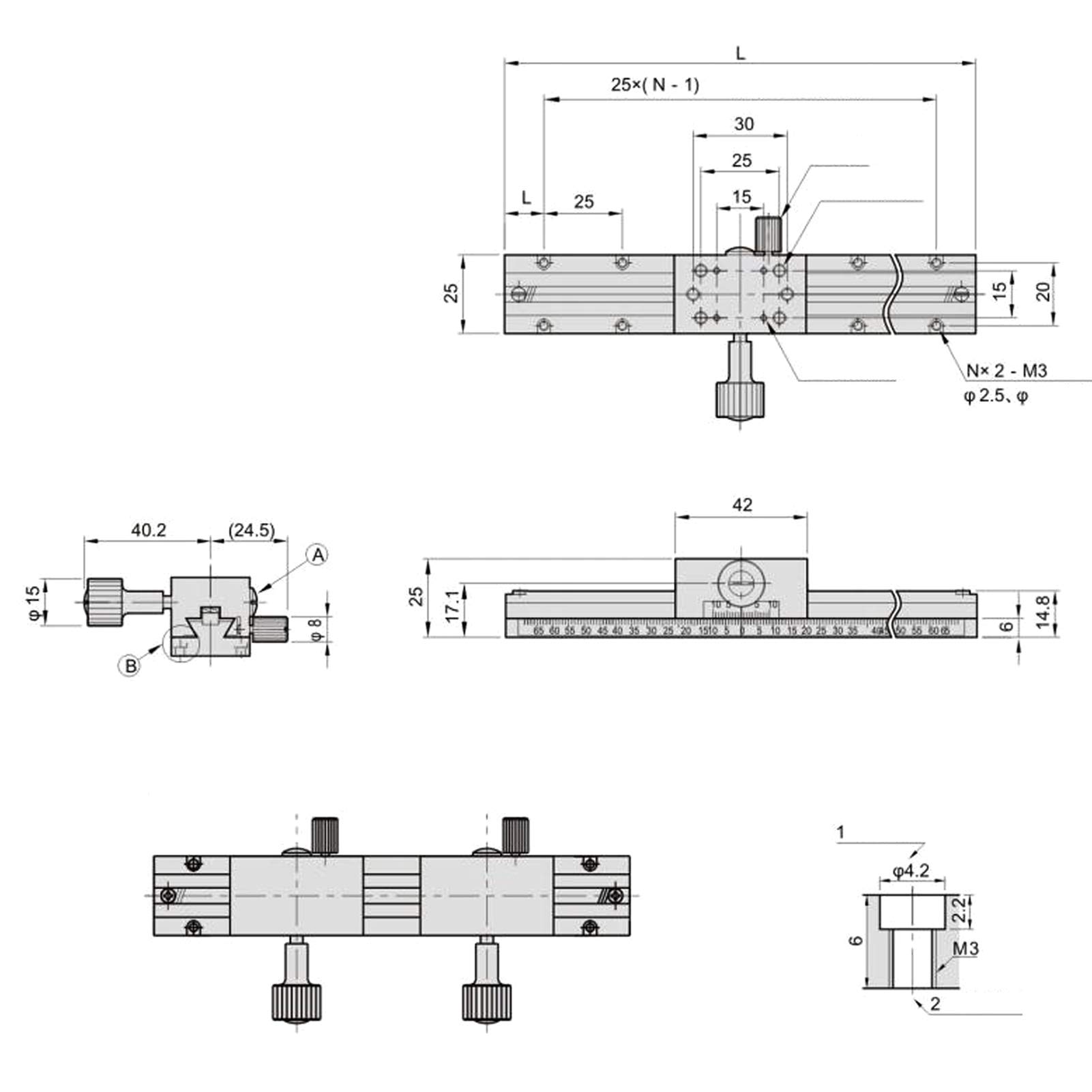 Haofy Manueller Linear-Schiebetisch – X-Achse, Al Produktbild-Vorschau 3