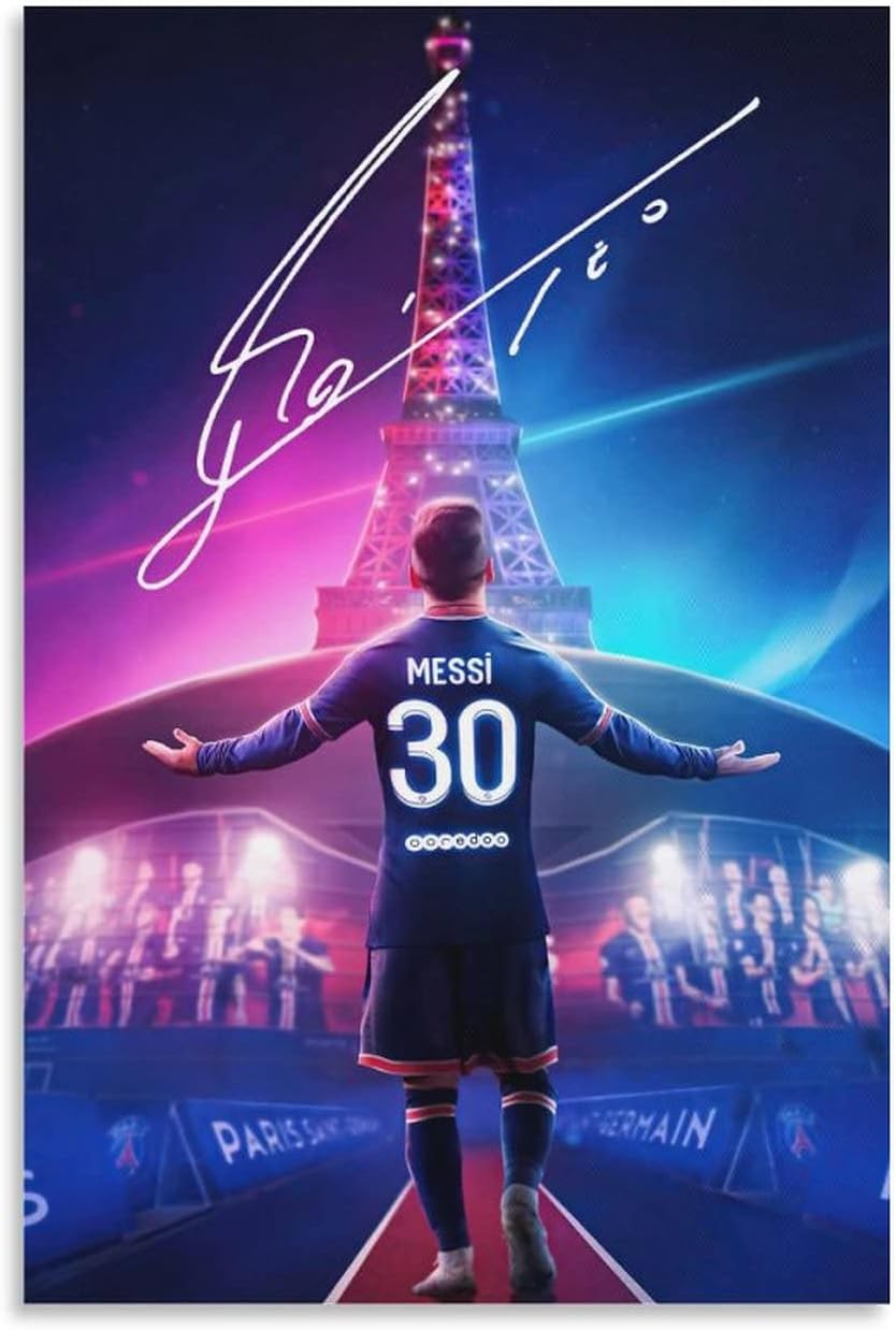 BPA Soccer Sports Messi 30 Signed Poster Canvas Wall Art decorative paintings Kid Bedroom Decoration Aesthetics Living Room Unframed 08x12inch(20x30cm)