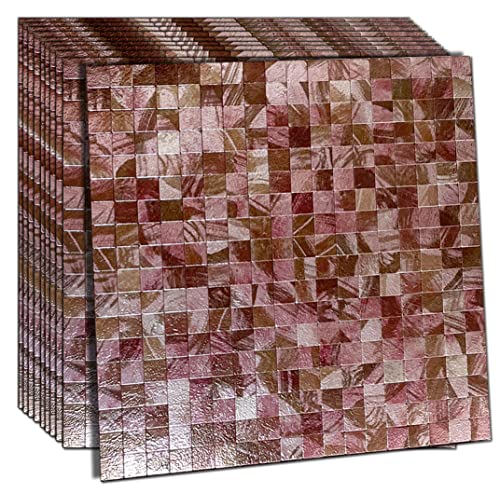 Xuaniny 10-Piece Self-Adhesive Metal Backsplash, Peel And Stick Tile For Kitchen Printed Aluminium Surface Backsplash(Light Fuchsia Print) #TOP21