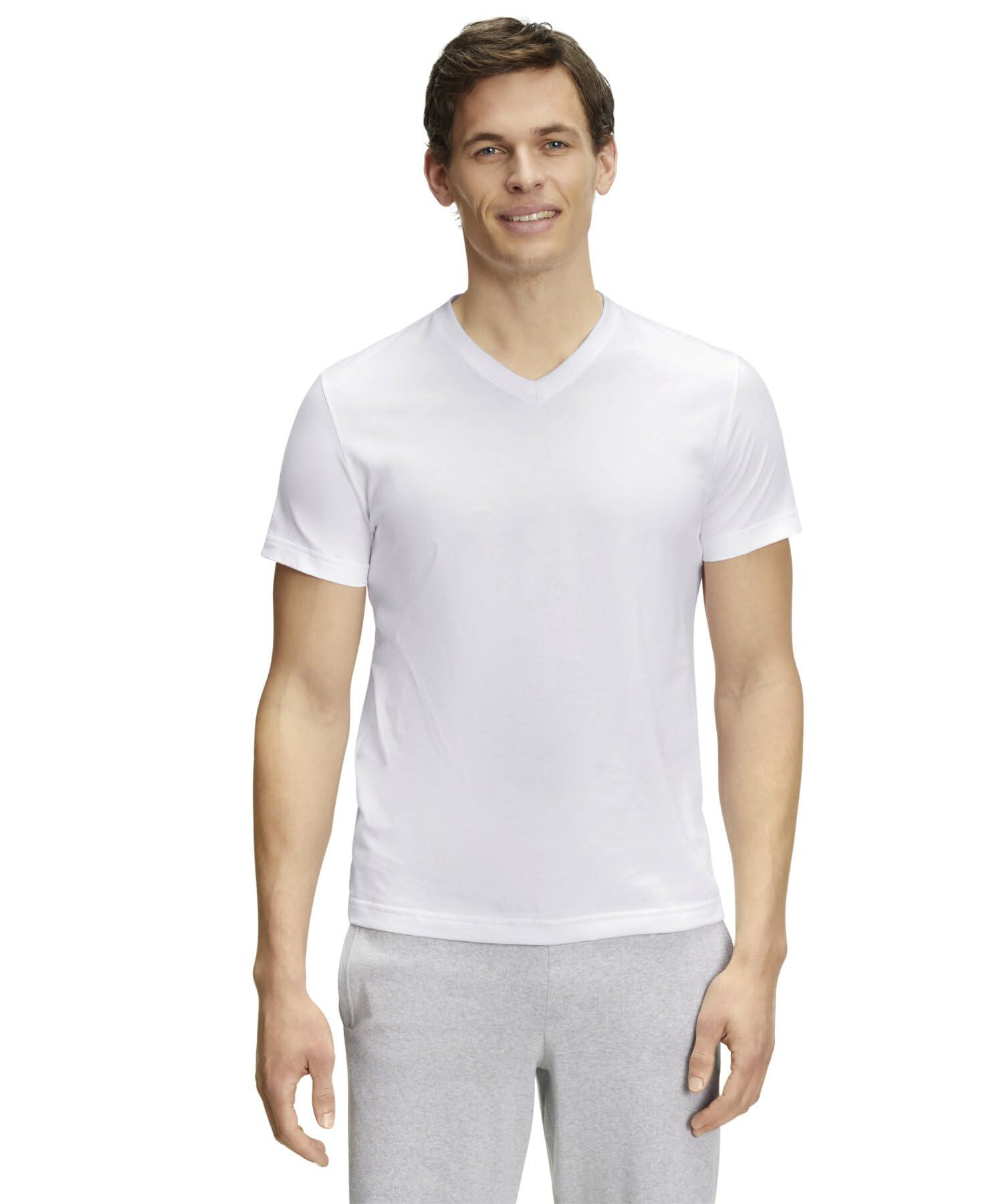 FALKE Hombre Basic V-Neck Camiseta Suave Manga Corta cómoda Ligera Transpirable algodón 1 Pieza