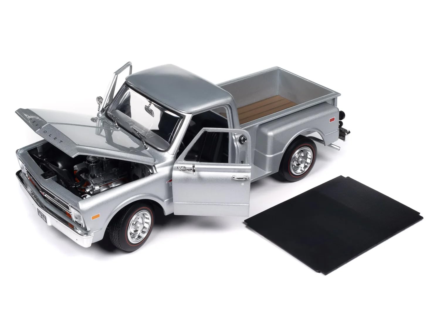 1968 C10 Stepside Pickup Truck Silver Metallic 1/18 Diecast Model Car by Auto World AW324