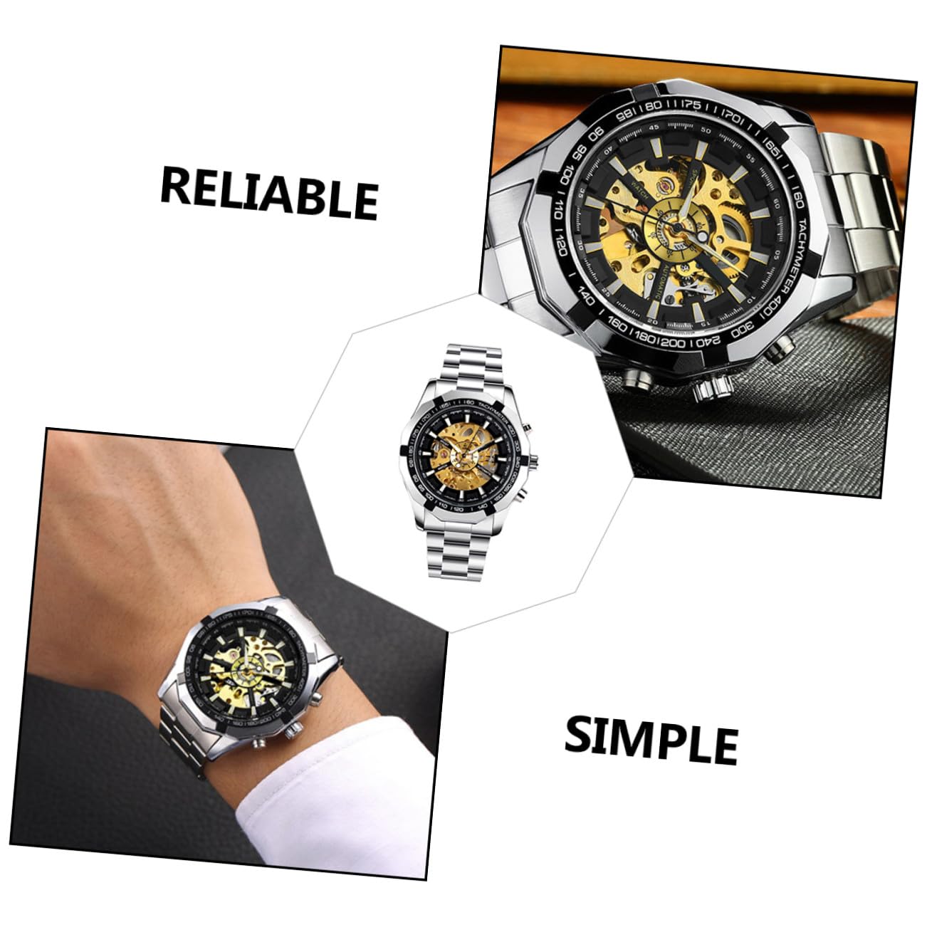 minkissy 1pezzi Orologio Meccanico Uomo Luminoso Elegante e Robusto per Lavoro e Uso Quotidiano Adatto Eventi e Feste