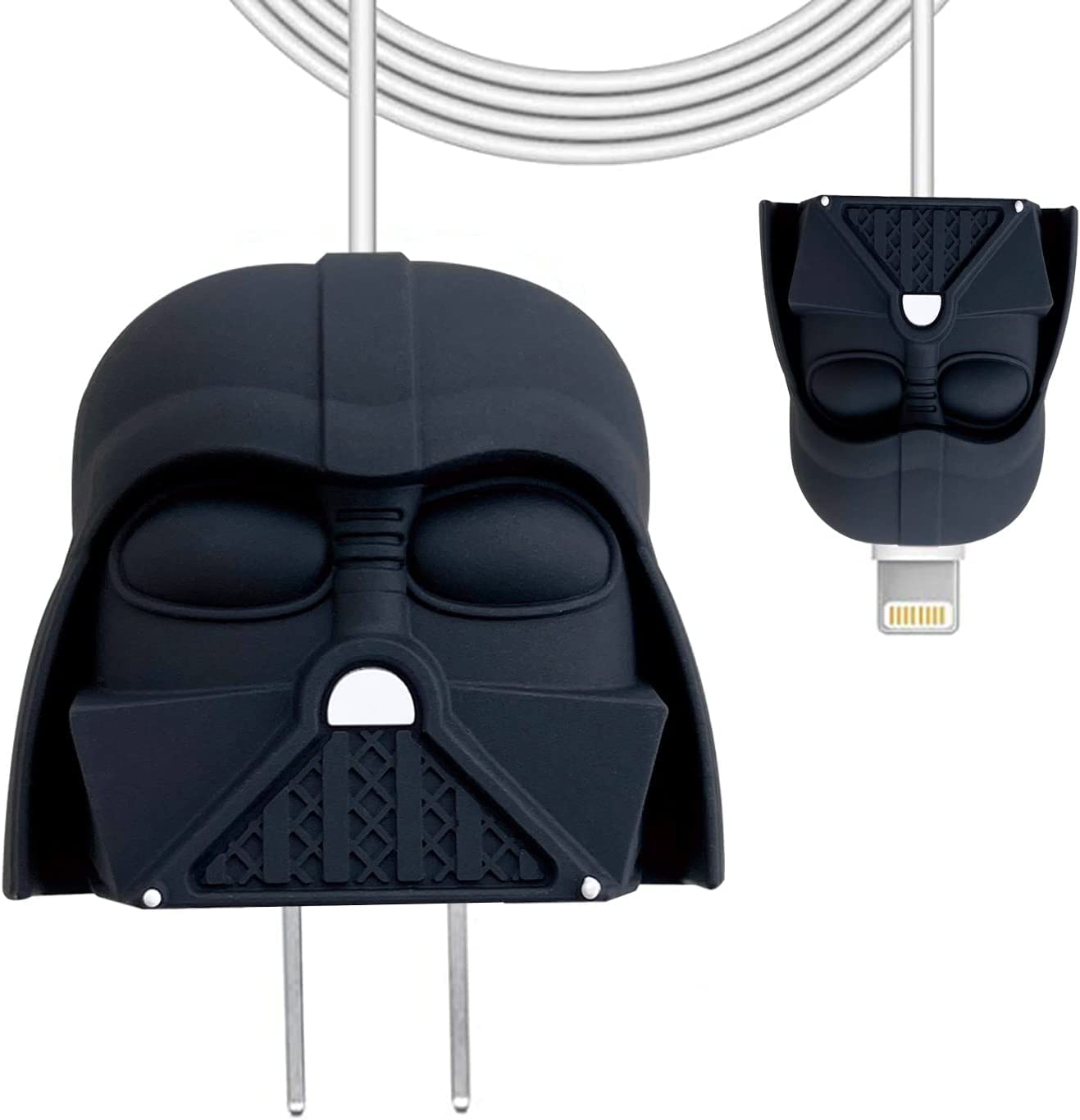 CRYSTALO PRO Cartoon 3D Design Protective Case For 18W 20W Iphone 14 13 12 11 Pro Max Charging Cable Adapter Charger,Cute Cartoon Lightning Data Cable Case For Iphone Charger -(Black Knight)Black