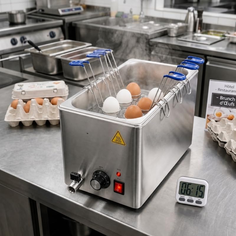 Cuocere per uova professionale 6 scomparti con cesti idiindividuali, 2000 W