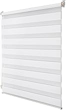 Joydeco Double Roller Curtain without Drilling – Clamp Attachment – 3 Light Modes: Translucent to Blackout – Height Adjustable Continuously White 45 x 100 cm