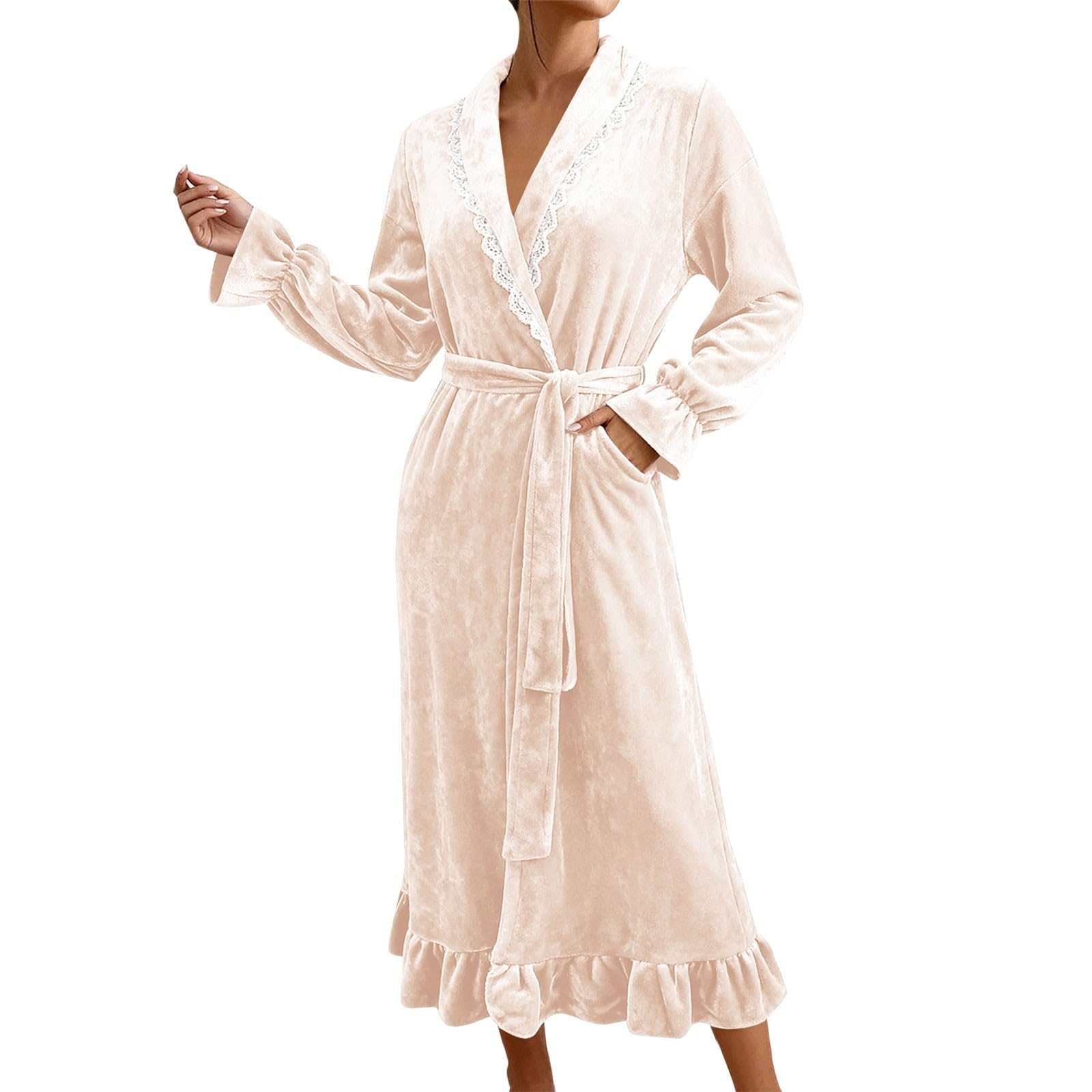 Accappatoio da donna, soffice, lungo, taglie forti