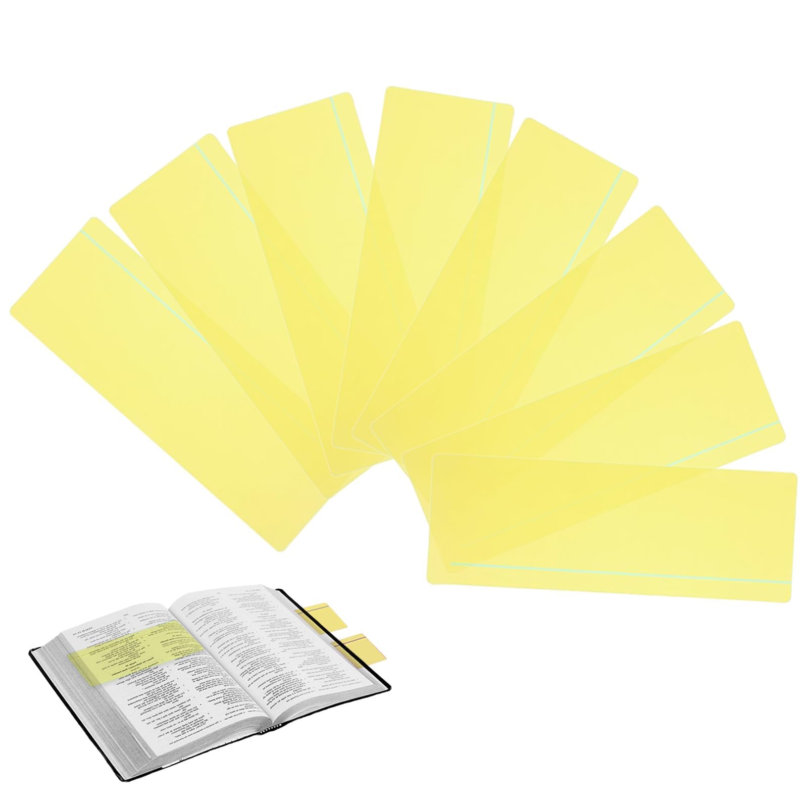 Raheem 8pcs Yellow Overlays for Dyslexia Overlays Reading Ruler Guided Reading Strips Yellow Tracking Highlight Colored Overlay Bookmark Reduce Visual Stress Teacher Teaching Supplies for Classroom