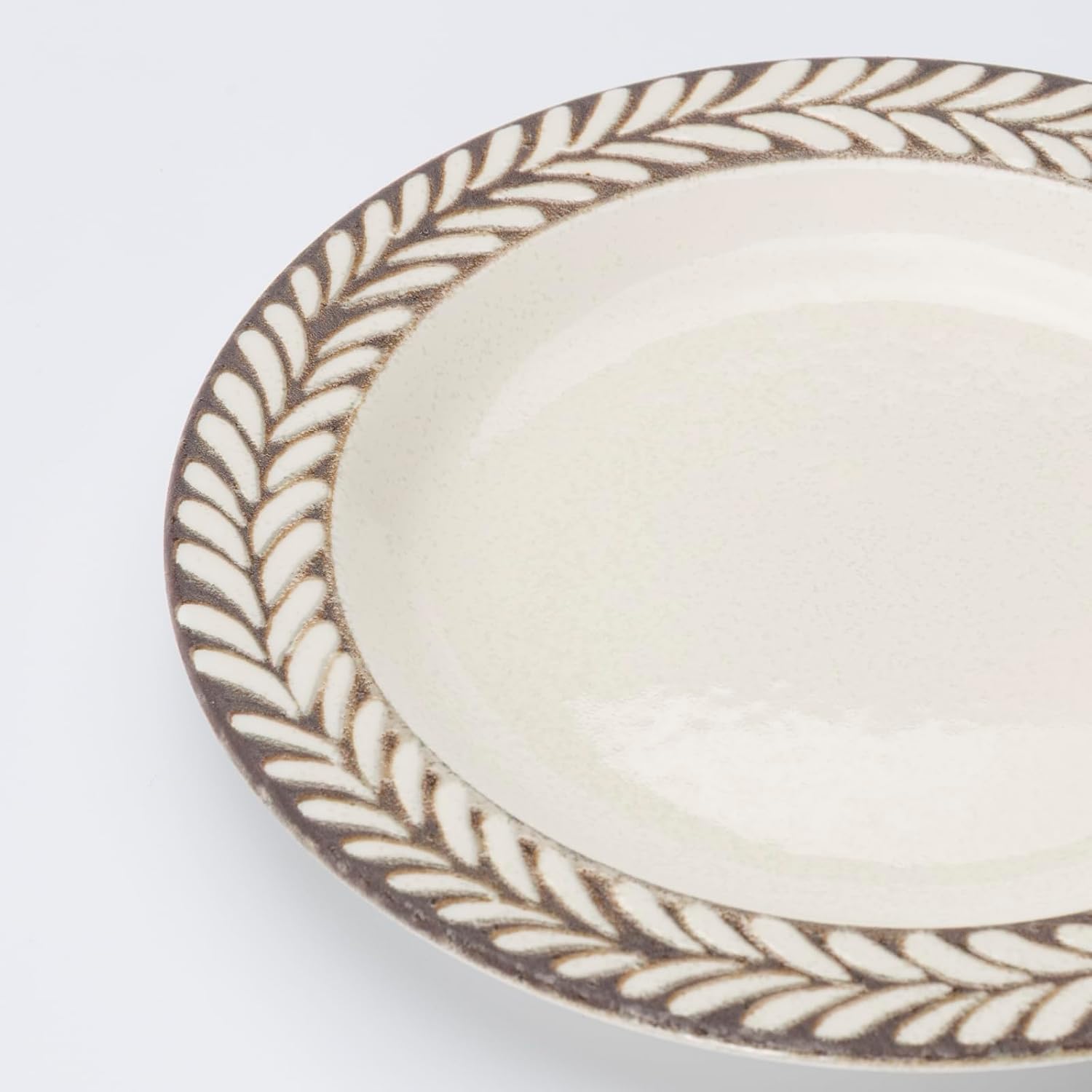 Mino Ware 506-01 Dish Serving Plate, Set of 5, Diameter Approx. 6.3 inches (16 cm), Microwave and Dishwasher Safe, Tableware, Brow Ivory, Made in Japan