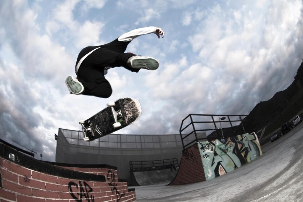 Skateboarder Doing Trick in Mid Air Photo Photograph Cool Wall Art Print Poster 24x36