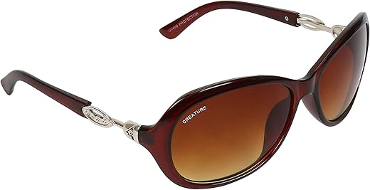 CREATURE Gaga Cat-Eye Oversized Sunglasses For Girls(Lens-Brown||Frame-Brown||Size-Regular||GAGA-012)