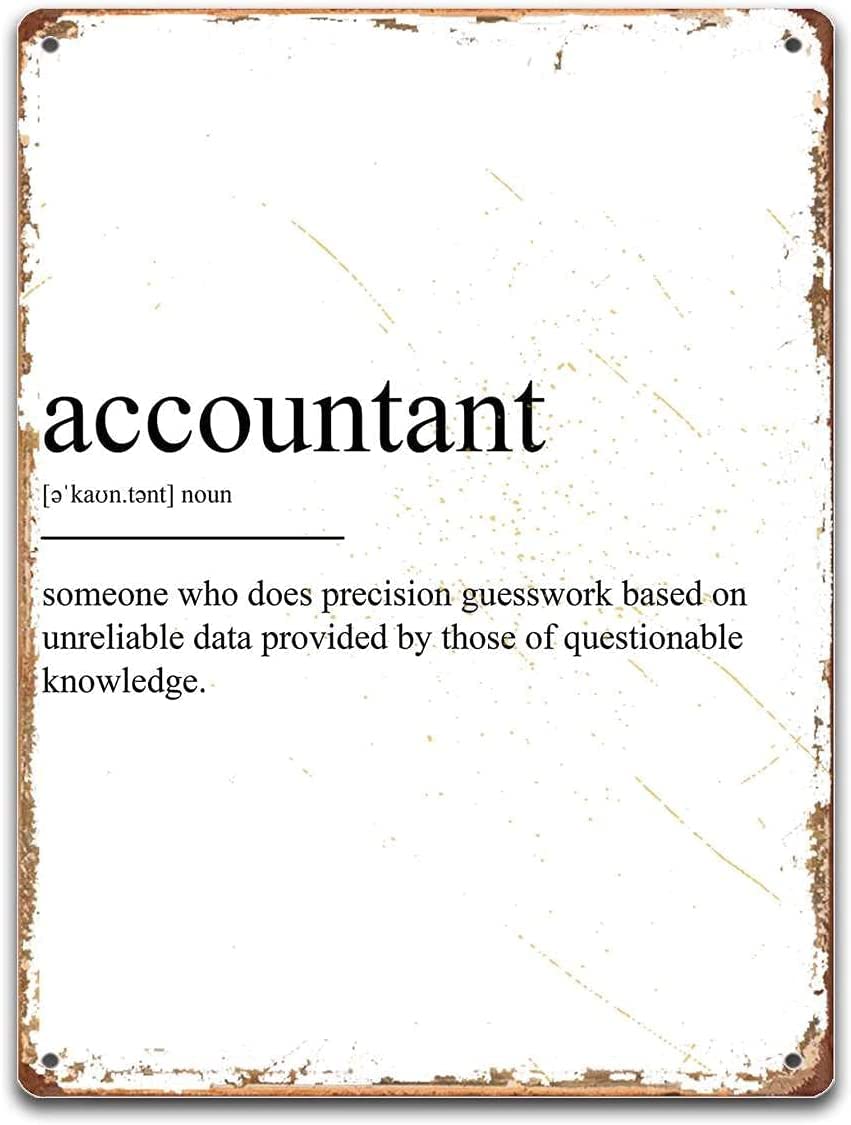 rayprint Accountant Definition Print Retro Vintage Metal Tin Sign Wall Decor for Home Restaurants Kitchen Cave Garage Office Bars Cafes Pubs Gift for Women Men Girls Boys Plaque Tin Sign 8"x12"