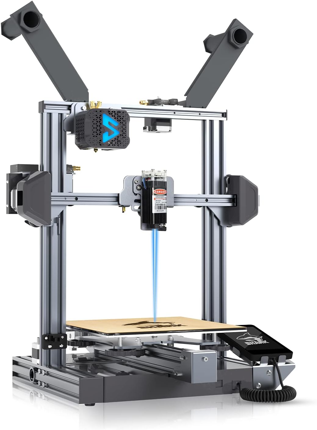 Shark V3 FDM 3D Printer Auto Leveling, 3D Printing/Laser Engraving/Dual-Color Multifunctional 3D Printer Printing Size 9.25x9.25x10.43in & Engraving Size 9.25x9.25in