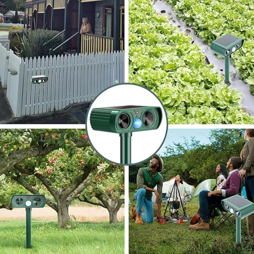 Ultraschall Katzenschreck für Garten, Marderschreck mit PIR-Bewegungssensor, Solar Katzenabwehr Wasserdicht für Garten, Wirksam gegen Katzen, Marder, Hunde und Vögel